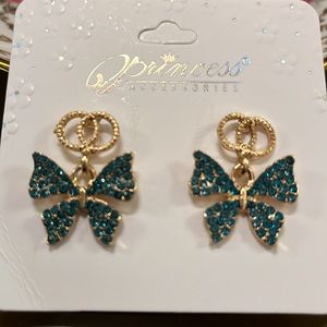 Emerald Crystal Butterfly Earrings